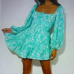 Elegant Green Floral Dress